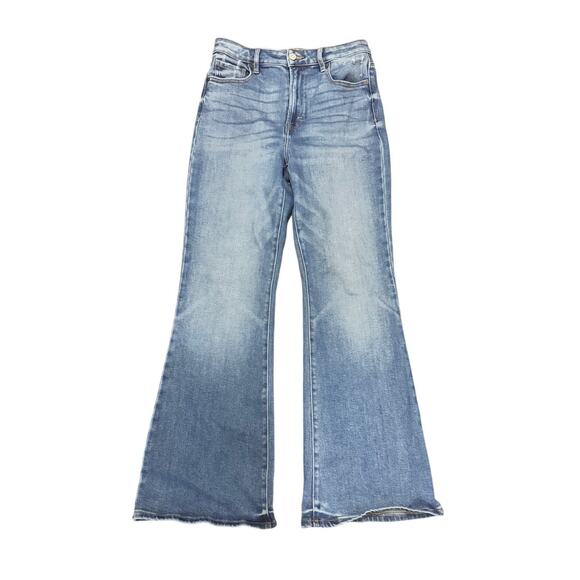 Hidden Los Angeles Flare Jeans Women’s 28 Blue Distressed Hem High Rise Stretch - Picture 1 of 6